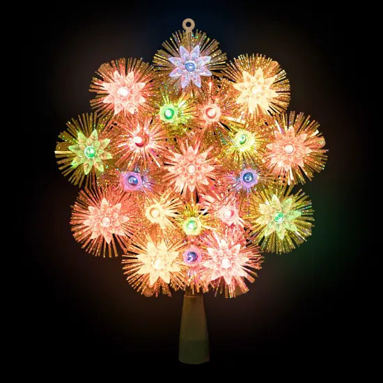 Northlight 8" Lighted Gold Retro Tinsel Snowflake Christmas Tree Topper - Multi Lights {3}