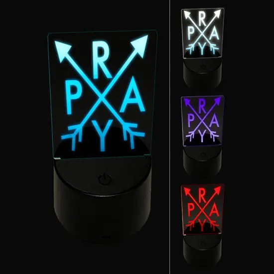 Pray Stylized 3D Illusion LED Night Light Sign Nightstand Desk Lamp {1}