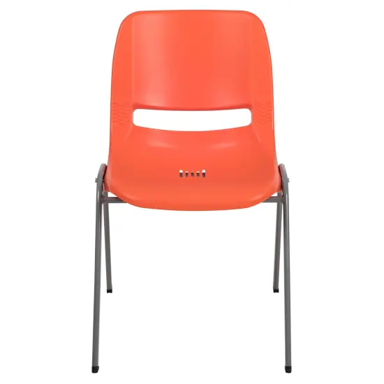 Emma and Oliver Ergonomic Shell Student Stack Chair - Classroom Chair / Office Guest Chair Orange {5}