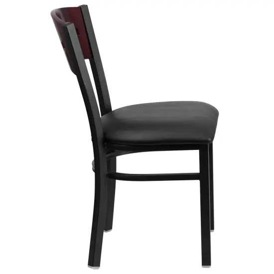 Emma and Oliver Decorative 4 Square Back Metal Restaurant Dining Chair Mahog/BlackVYL/Black {4}