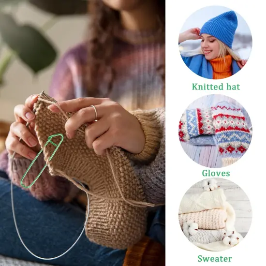 12 Pieces Knitting Stitch Holder Set 6 Size Colorful Aluminum Yarn Stitch Holder Set Needles Practical Knitting Crochet Tools Knitting Supplies for Manual DIY Blankets Knitting Project {3}