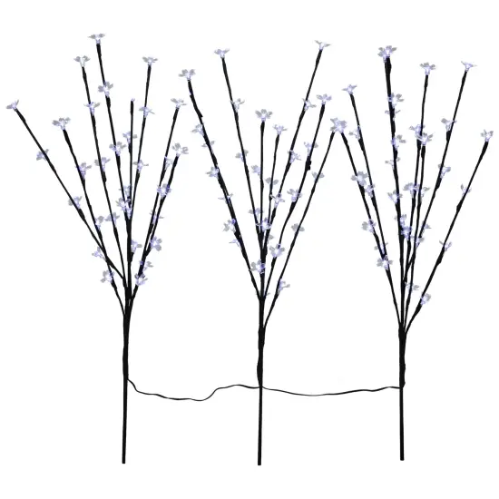 Northlight Pre-Lit Cherry Blossom Artificial Tree Branches - 2.5' - Pure White LED Lights - Set of 3 Black {3}