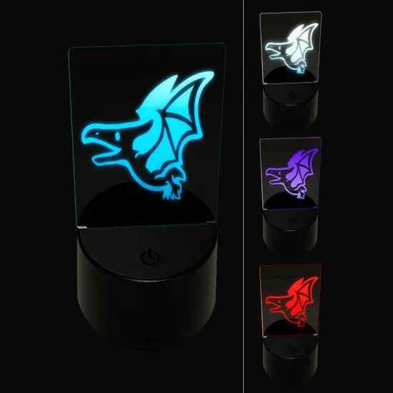 Cute Dinosaur Pterodactyl Pteranodon Flying 3D Illusion LED Night Light Sign Nightstand Desk Lamp {1}