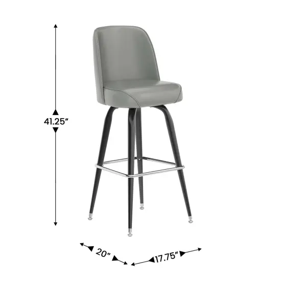 Emma and Oliver 2 Pack Metal Barstool with Swivel Bucket Seat Gray {5}