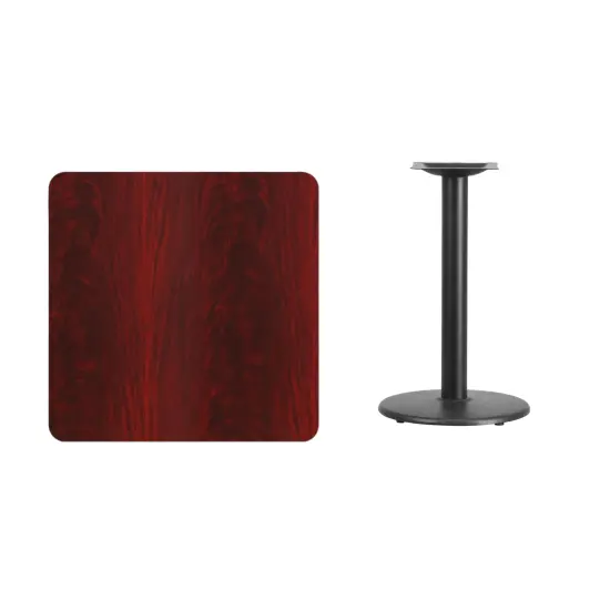 Emma and Oliver 30" Square Laminate Table Top with 18" Round Table Height Base Black {10}