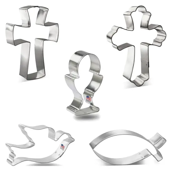 CookieCutter.com Easter Communion Baptism Cookie Cutter 5 Pc Set 4 - 5 in, Tin Plate Steel, USA {4}