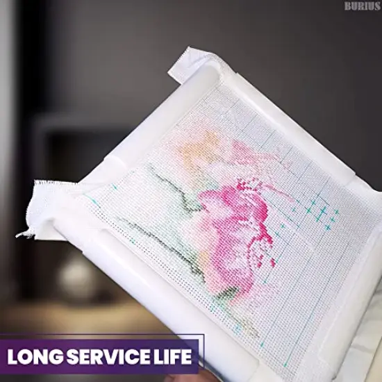 11 Inch Plastic Embroidery Hoop - White Plastic Sewing Hoops Hand Embroidery Hoops Embroidery Snap Frame - Snap Needlework Frame Cross Stitch Frame Square Embroidery Hoop for Cross Stitching, Quilting {4}