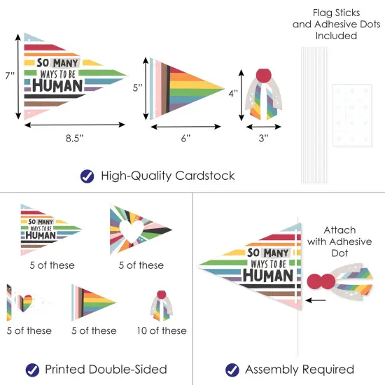Big Dot of Happiness So Many Ways to Be Human - Triangle Pride Party Photo Props - Pennant Flag Centerpieces - Set of 20 {4}
