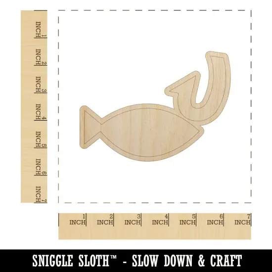 Fish and Hook Fishing Unfinished Wood Shape Piece Cutout for DIY Craft Projects {1}