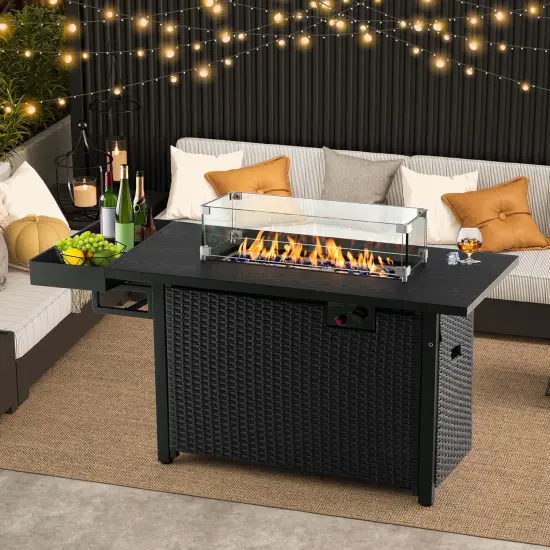 Costway 52'' Outdoor Gas Fire Pit Table Patio Propane Firepit with Cover 50,000 BTU Brown/Black {9}