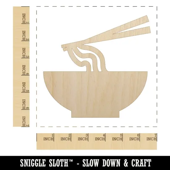 Pho Ramen Noodle Bowl Solid Unfinished Wood Shape Piece Cutout for DIY Craft Projects {1}