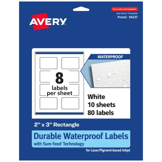Avery Waterproof Rectangle Labels with Sure Feed, Print to the Edge {1}