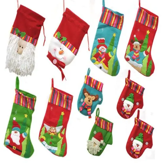 CMI 10-Piece Winter Wonderland Christmas Stocking and Novelty Gift Bag Set 14" Red {3}