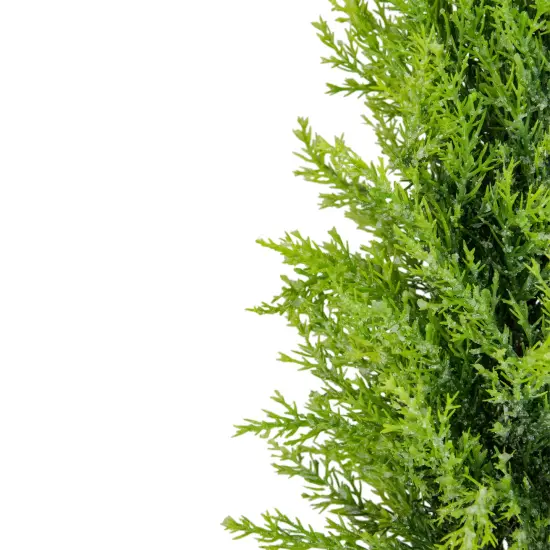 Northlight Upswept Frosted Cedar Artificial Potted Christmas Tree - 17" - Unlit Green {3}