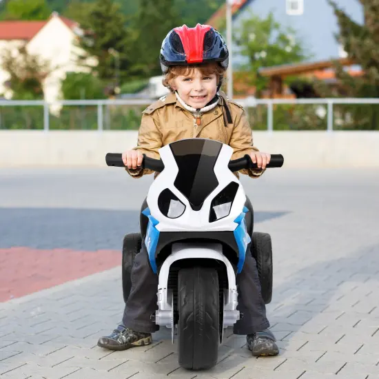 6V Kids 3 Wheels Riding Electric Motorcycle with Music and Headlights Perfect for Birthday or Christmas Blue {3}