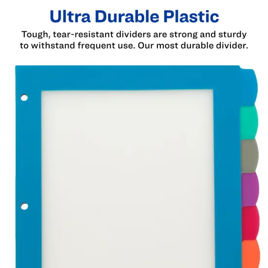 Avery Ultralast Big Tab Plastic Dividers for 3 Ring Binders, 8-Tab Set, Multicolor with White Labels, 1 Set (24901) {2}