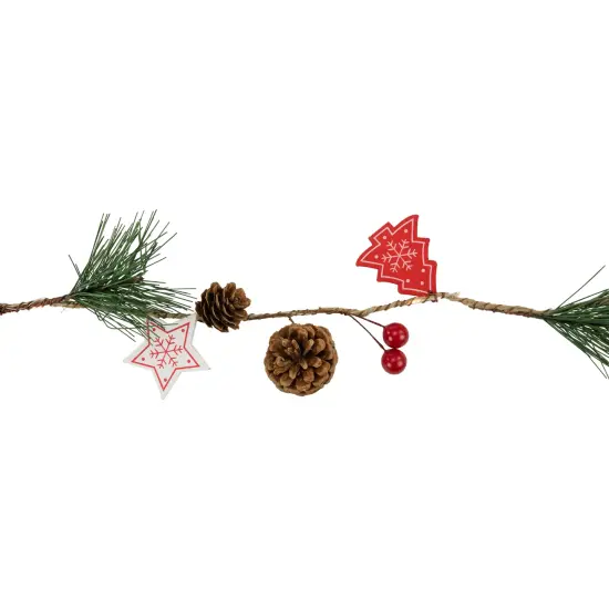 Northlight Pre-Lit Battery Operated Stars and Trees Christmas Garland - 6' - Warm White Red {5}