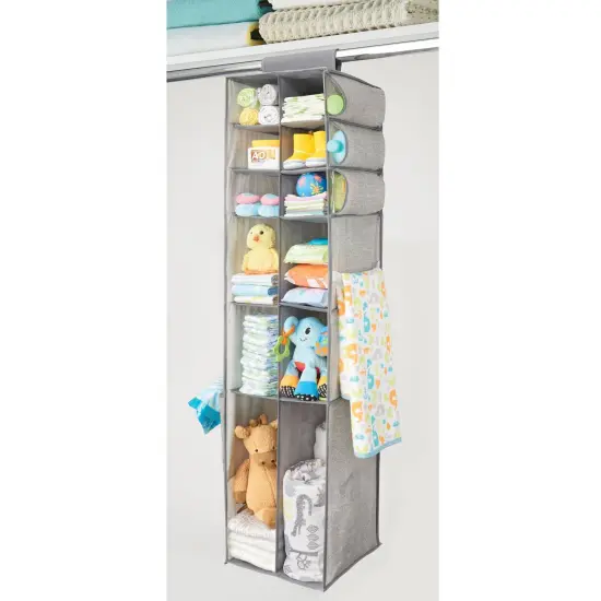 mDesign Fabric Nursery Hanging Organizer with 12 Shelves/Side Pockets {2}