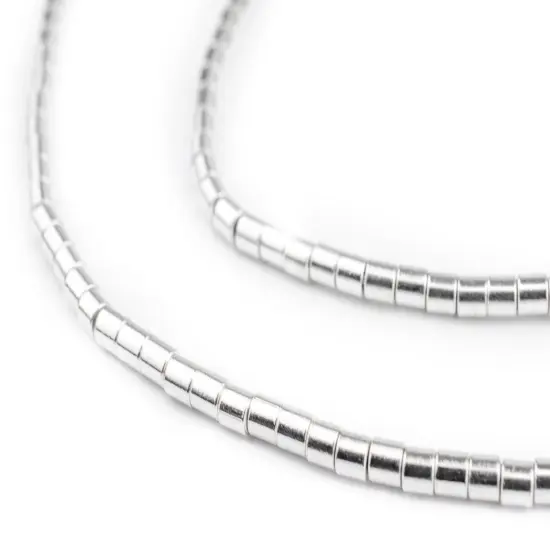 The Bead Chest Shiny Silver Tube Beads 3mm White Metal 24 Inch Strand {1}