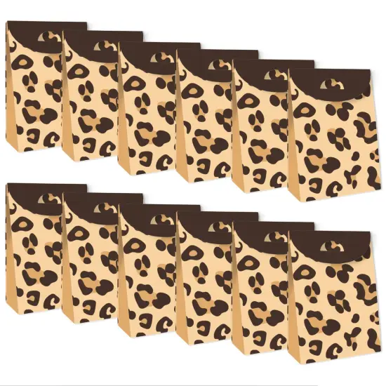 Big Dot of Happiness Leopard Print - Cheetah Gift Favor Bags - Party Goodie Boxes - Set of 12 {6}