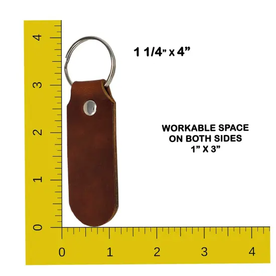 2 Sided Leather Key Chains 10 Pack-Customize it for Promotional Gifts, Fundraising, Events, Wedding - Engrave on Both Sides Medium Brown {3}