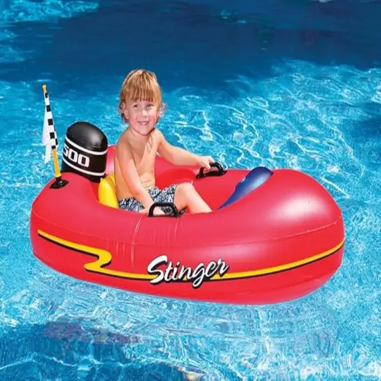 Swim Central Inflatable Stinger Speedboat Swimming Pool Raft - 48" - Black and Red {5}