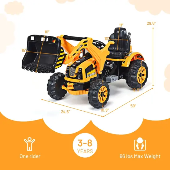 Iron Excavator with Adjustable Arm, Safety Belt, Battery Power and Educational Fun for Kids Yellow {2}