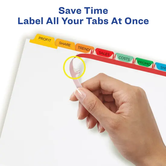 Avery 8 Tab Dividers for 3 Ring Binder, Easy Print & Apply Clear Label Strip, Index Maker Customizable Multicolor Tabs, 25 Sets (11424) {4}