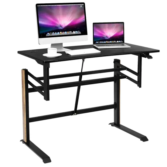 Costway Pneumatic Height Adjustable Standing Desk Sit to Stand Computer Desk Workstaion {1}