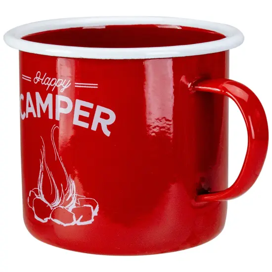 Raz 5.5&rdquo; Red and White Happy Camper Mug {4}