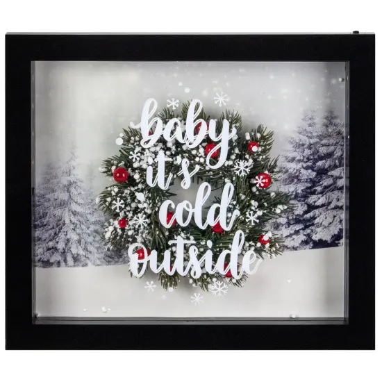 Northlight LED Lighted Framed 3D "Baby It's Cold Outside" Christmas Wall Art - 14" - Black {1}