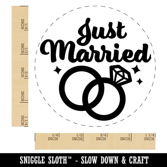 Just Married Wedding Rings Rubber Stamp for Stamping Crafting Planners {1}