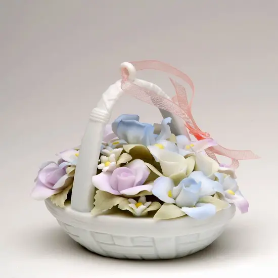 Ceramic Flower Basket Figurine, Home D&eacute;cor, Gift for Her, Gift for Mom, Nature Lover Gift {3}