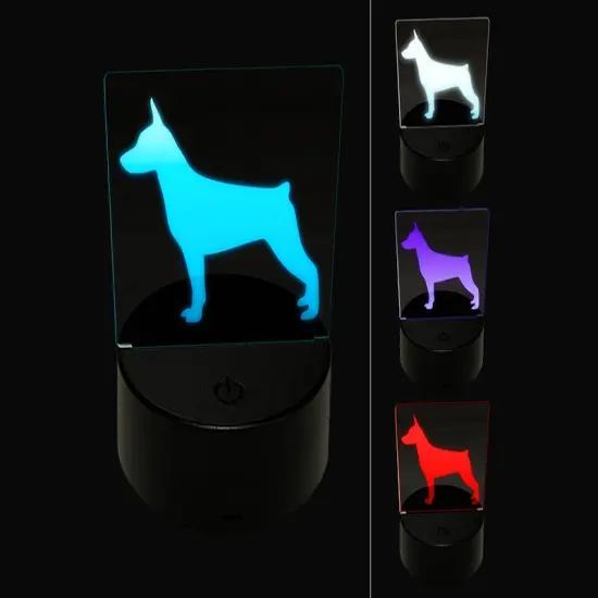 Miniature Pinscher Min Pin Dog Solid 3D Illusion LED Night Light Sign Nightstand Desk Lamp {1}