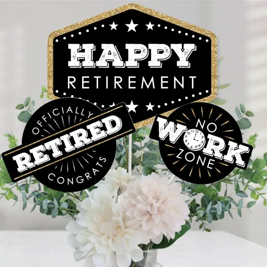 Big Dot of Happiness Happy Retirement - Retirement Party Centerpiece Sticks - Table Toppers - Set of 15 {1}