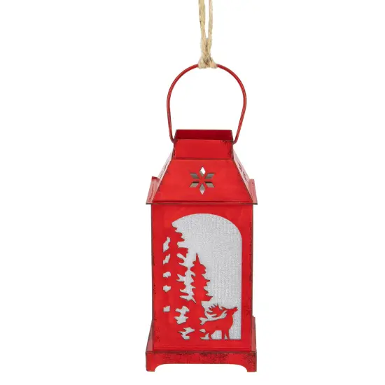 Northlight Lighted Reindeer Silhouette Lantern Christmas Ornament - 5.5" - Red {1}