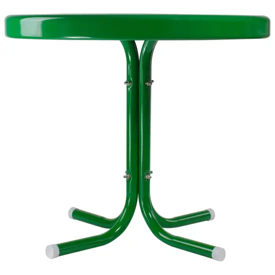 Northlight 22" Outdoor Retro Round Tulip Metal Side Table, Green {4}