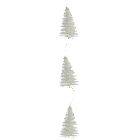 Northlight LED Lighted Battery Operated Mini Sisal Tree Christmas Garland - 6.5' - Warm White Ivory {1}