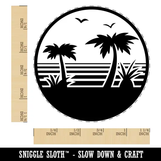 Tropical Beach with Palm Trees Rubber Stamp for Stamping Crafting Planners {1}
