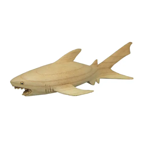 12" Hand Carved Great White Shark Wooden Sculpture &ndash; Nautical Ocean Decor {3}