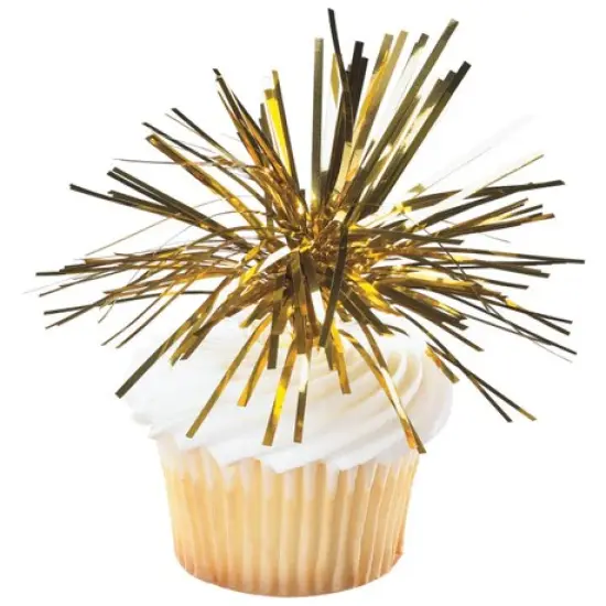 Gold Spray Mylar Celebration cake and cupcakes picks - set of 6 {1}