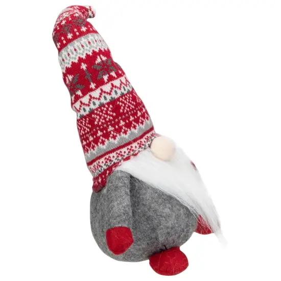 Northlight Lodge-Style Plush Gnome Christmas Figure - 17" - Red, Gray, and White {5}