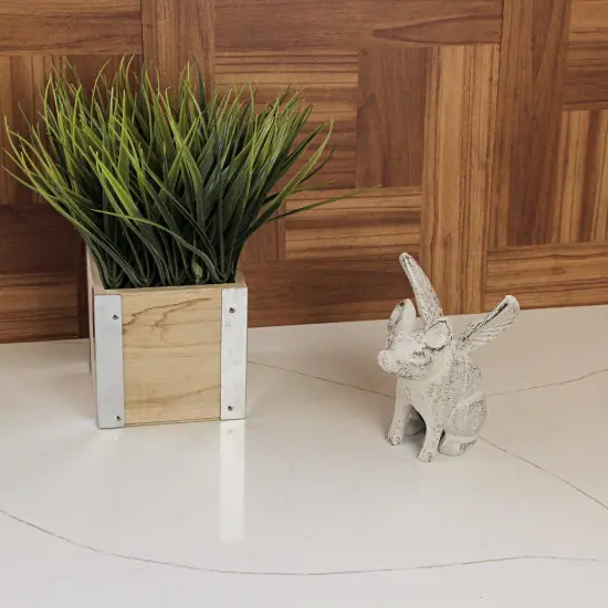 Set of 2 Cast Iron Distressed White Flying Pig Bookends Rustic Decorative Home {7}