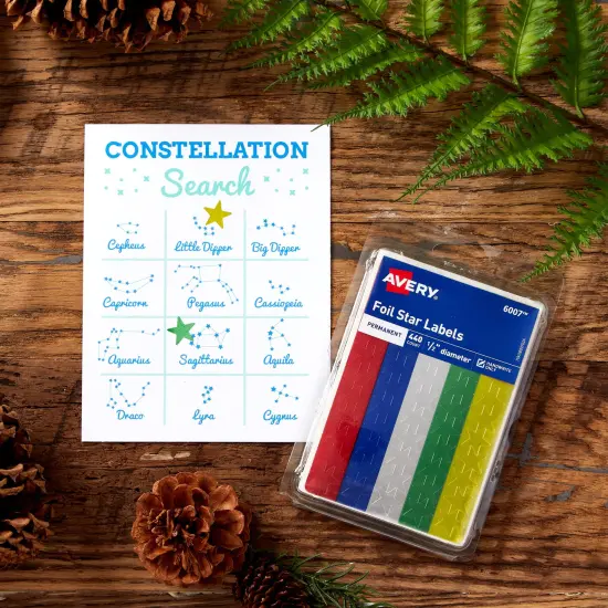 Avery Foil Star Stickers, Assorted Colors, 440 Per Pack, 10 Packs, 4,400 Star Stickers Total (06007) {5}
