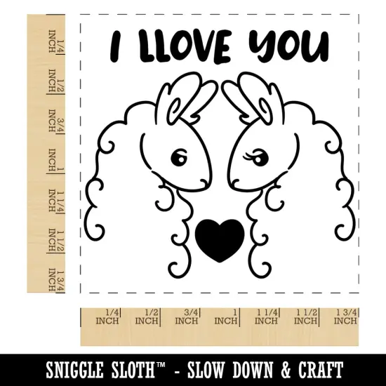 I Llove You Llama Couple Anniversary Love Valentine's Day Square Rubber Stamp for Stamping Crafting {1}