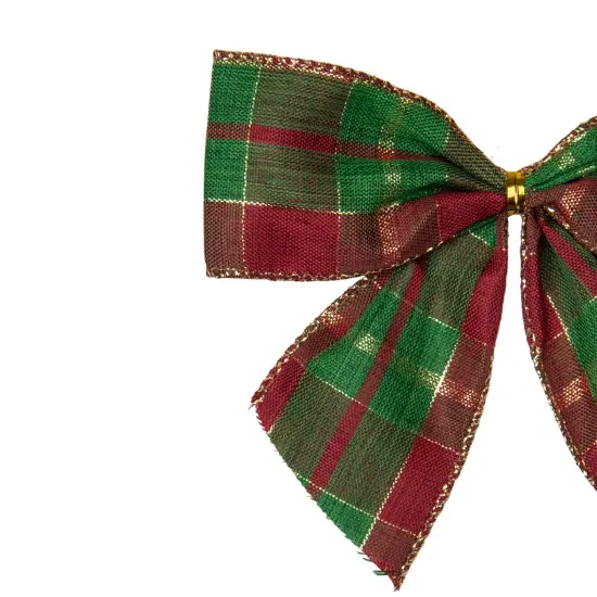 Northlight Plaid 2-Loop Christmas Bow Decorations - 5.5" - Red and Green - Pack of 6 {5}