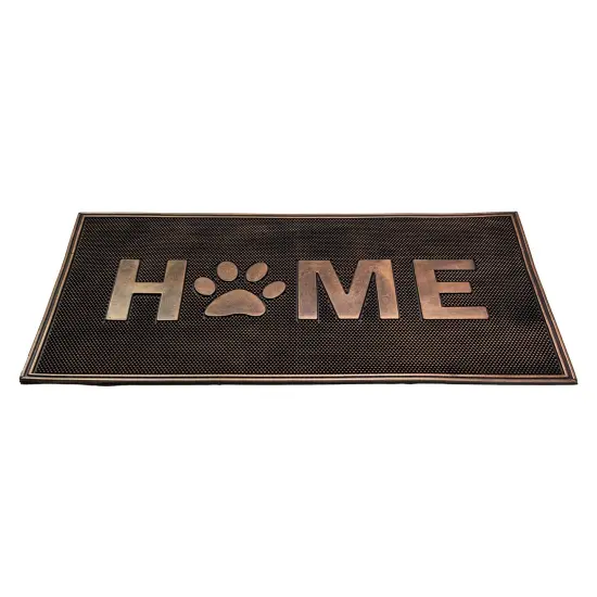 Northlight Gold Finish "Home" with Paw Print Rubber Doormat 18" x 30" {4}