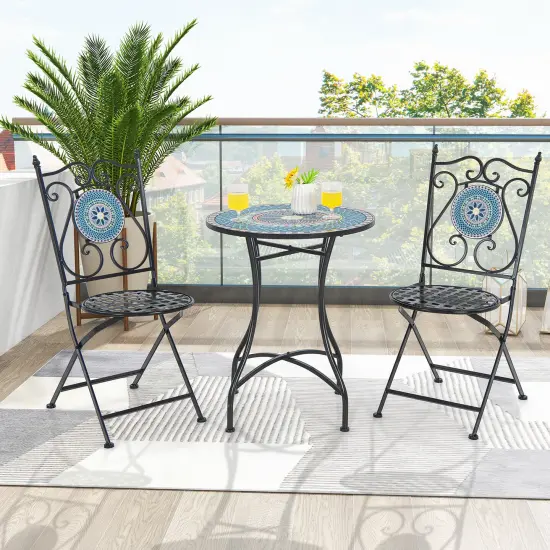 Set Of 2 Mosaic Chairs For Patio Metal Folding Chairs Design-A {6}