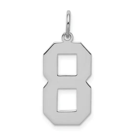 Sterling Silver Large Polished Number 8 Charm Pendant Jewerly 24mm x 10mm {1}