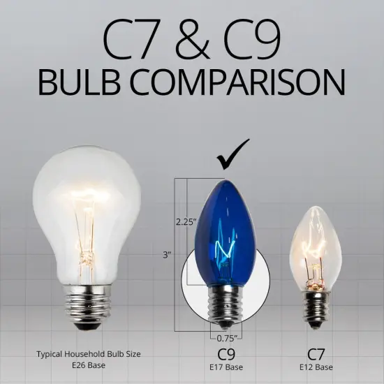 25 Bulbs - C9 Triple Dipped Transparent Blue, 7 Watt lamp {3}